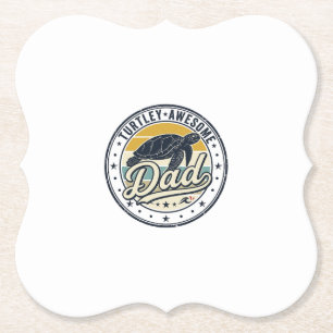 Turtley Awesome Dad Vintage Turtle Shirt Design_1 Paper Coaster