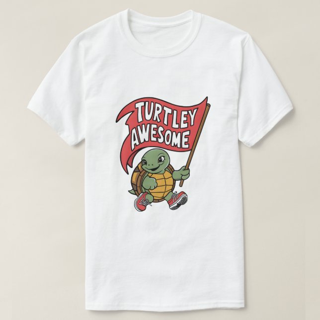 Turtley Awesome Flag Turtle T-Shirt (Design Front)