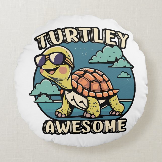 Turtley Awesome  Round Cushion (Front)