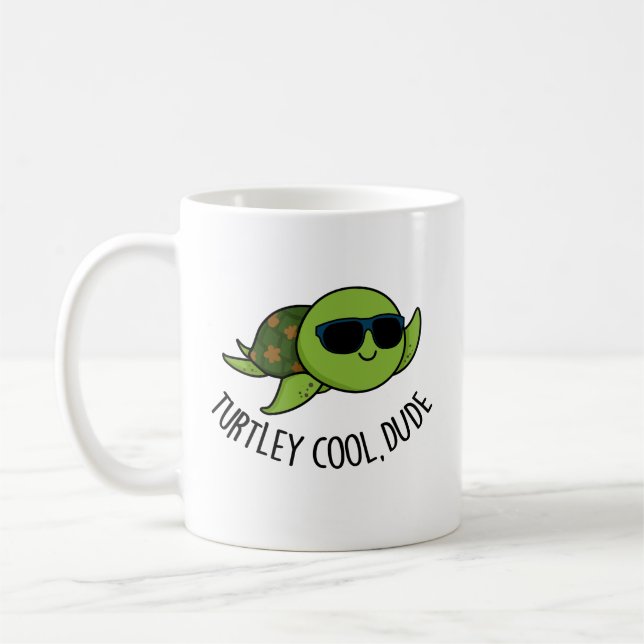 Turtley Cool Dude Funny Turtle Pun  Coffee Mug (Left)