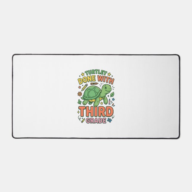 Turtley Done With Third Grade Turtle School Shirt_ Desk Mat (Front)