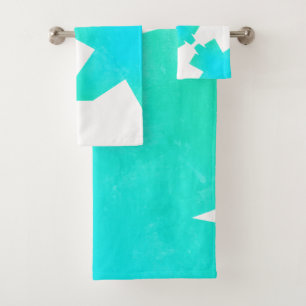 Turuqoise Green Blue Abstract Art Bath Towels