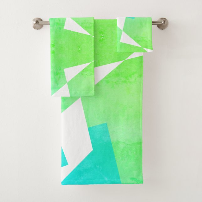 Turuqoise Green Blue Abstract Art Bath Towels (Insitu)