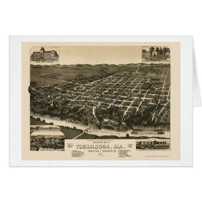 Tuscaloosa, AL Panoramic Map - 1887 (Front Horizontal)