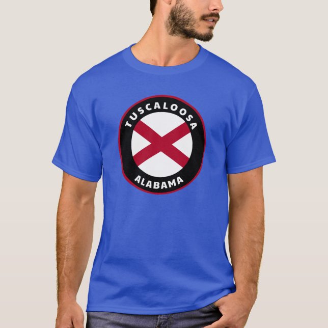 Tuscaloosa Alabama AL Flag Badge and Roundlet Alab T-Shirt (Front)