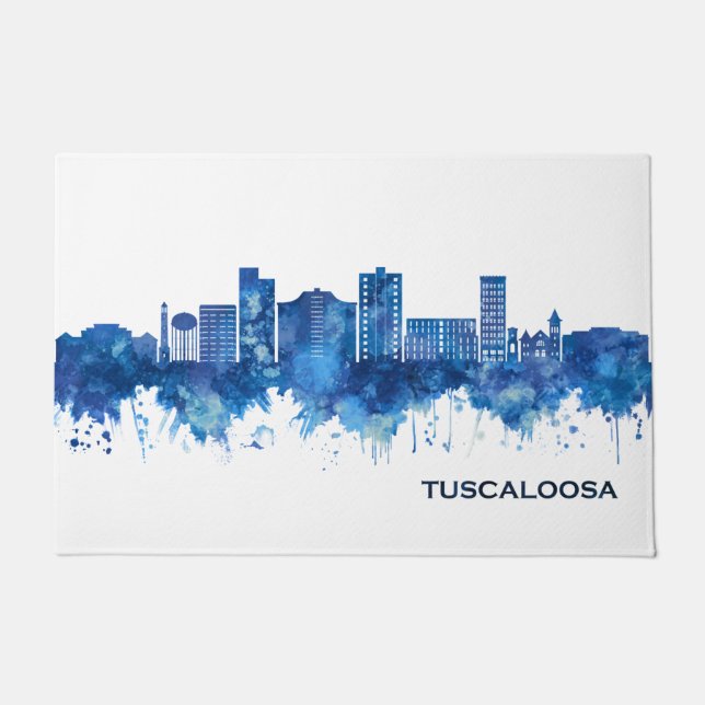 Tuscaloosa Alabama Skyline Blue Doormat (Front)