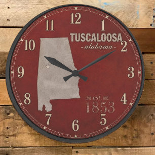Tuscaloosa Alabama Vintage State Map Large Clock