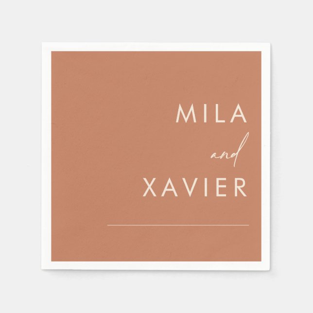 Tuscan Amber | Modern Minimal Wedding Napkins (Front)