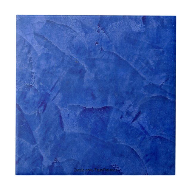 Tuscan Blue Venetian Plaster Ceramic Tile (Front)