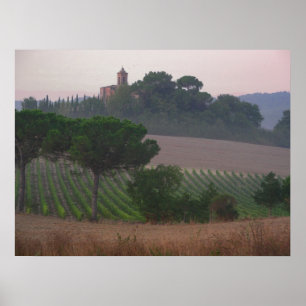 Tuscan Chapel Sunrise Poster