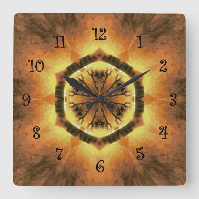 Tuscan Colors ~ Gold, Russet, White 73  Square Wall Clock (Front)