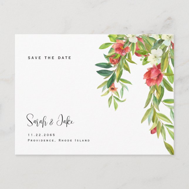 Tuscan Colourful & Simple Wedding Save the Date  Postcard (Front)