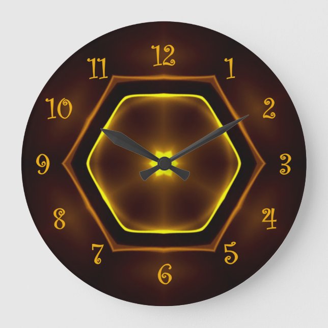 Tuscan Colours Gold, Maroon, Black Background  ~  Large Clock (Front)