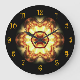 Tuscan Colours Gold Red White 01 Black Background Large Clock