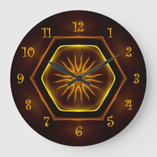 Tuscan Colours, Neon Starburst 01 Gold, Maroon ~ Large Clock
