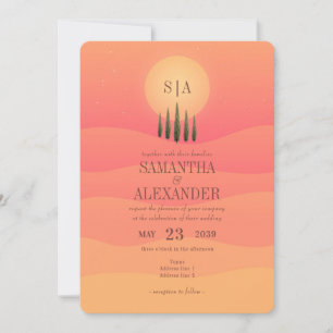 Tuscan Countryside Sunset Cypress Trees Wedding Invitation