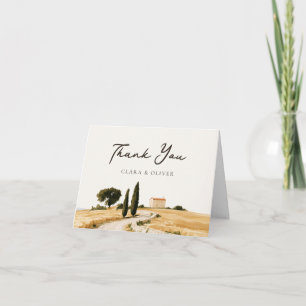 Tuscan Cypress Hilltop Farmhouse Lane Wedding Thank You Card