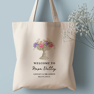 Tuscan Floral Hotel Wedding Welcome Tote Bag