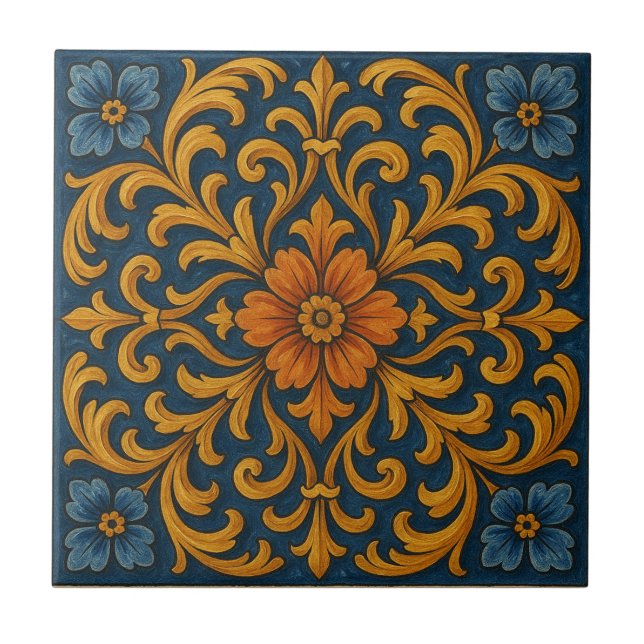 Tuscan Floral Style Tile (Front)