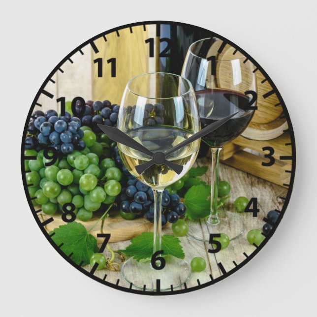 Tuscan Grapes Wine Acrylic Kitchen Wall Clock (Front)
