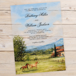 Tuscan-Inspired Countryside Landscape Wedding  Acrylic Invitations