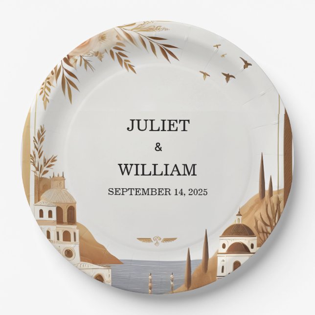 Tuscan Italian Coffee Sorrento Casual Wedding Paper Plate (Front)