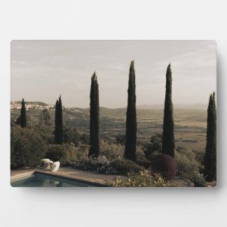 Tuscan landscape hidden behind cypresses (2024) plaque
