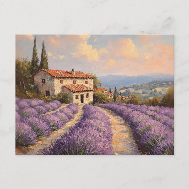 Tuscan Lavender Field with Stone Cottage Postcard (Front)