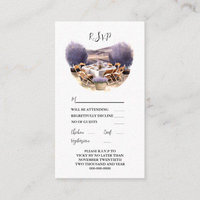 Tuscan lavender Italian dining country chic Advice Card (Front)