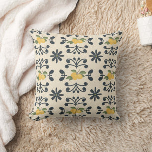 Tuscan Lemon Grove Reversible Lemon & Stripe Cushion