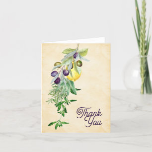 Tuscan Lemon Herbs Botanical  Thank You Card