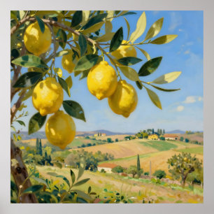 Tuscan Lemon Tree Landscape Poster