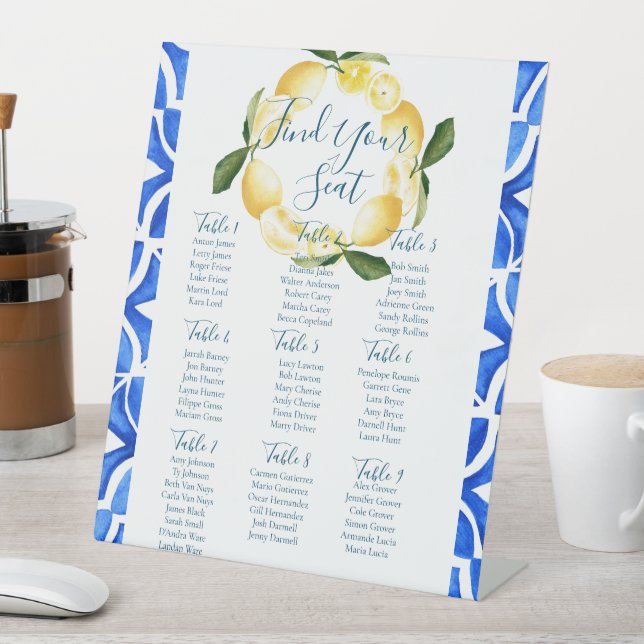 Tuscan Lemon Watercolor Tile Seating Sign (In SItu)