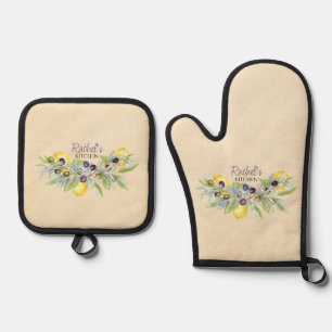 Tuscan Lemons and Olives Oven Mitt & Pot Holder Set