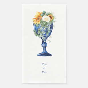 Tuscan Mediterranean Sunflower Wedding Guest Napkin