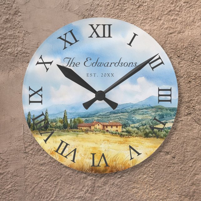 Tuscan Mediterranean Traditional Farmhouse Round Clock (Tuscan Mediterranean Traditional Farmhouse Round Clock)