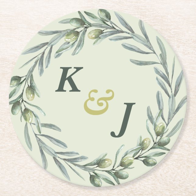 Tuscan Olive Garden Round Paper Coaster (Front)