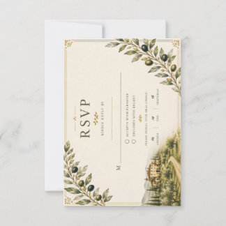 Tuscan Olive Garden Wedding RSVP | Italy Card