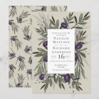 Tuscan Olives Wedding Invite, olive backer