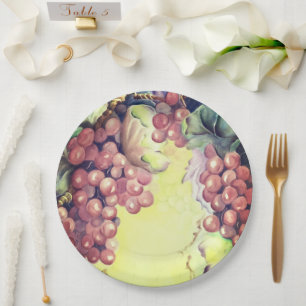 Tuscan Red Grapes for Wine Celebrations Paper Plate