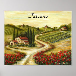 Tuscan Road With Poppies Poster
