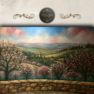 Tuscan Spring Landscape Decoupage Tissue Paper
