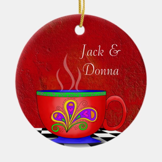 Tuscan Style Java Coffee Cup Coaster Ceramic Tree Decoration (Front)