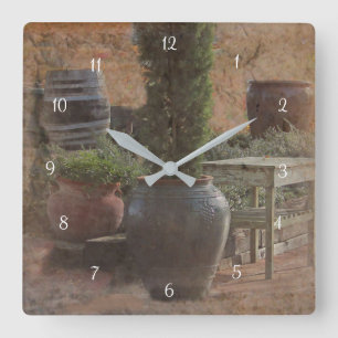 Tuscan Style Wine Country Square Wall Clock