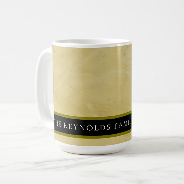 Tuscan Sun Yellow Venetian Plaster Custom Monogram Coffee Mug (Front Left)