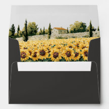 Tuscan Sunflower Charcoal Wedding Return Address 