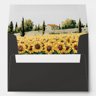Tuscan Sunflower Charcoal Wedding Return Address Envelope
