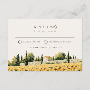 Tuscan Sunflower Farmhouse Wedding Mail RSVP Card