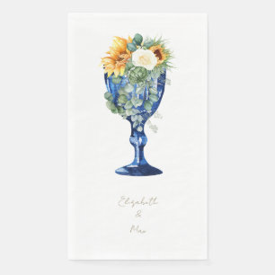 Tuscan Sunflower Wedding Gold Text Napkin