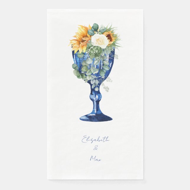 Tuscan Sunflower Wedding Guest Napkin (Front)